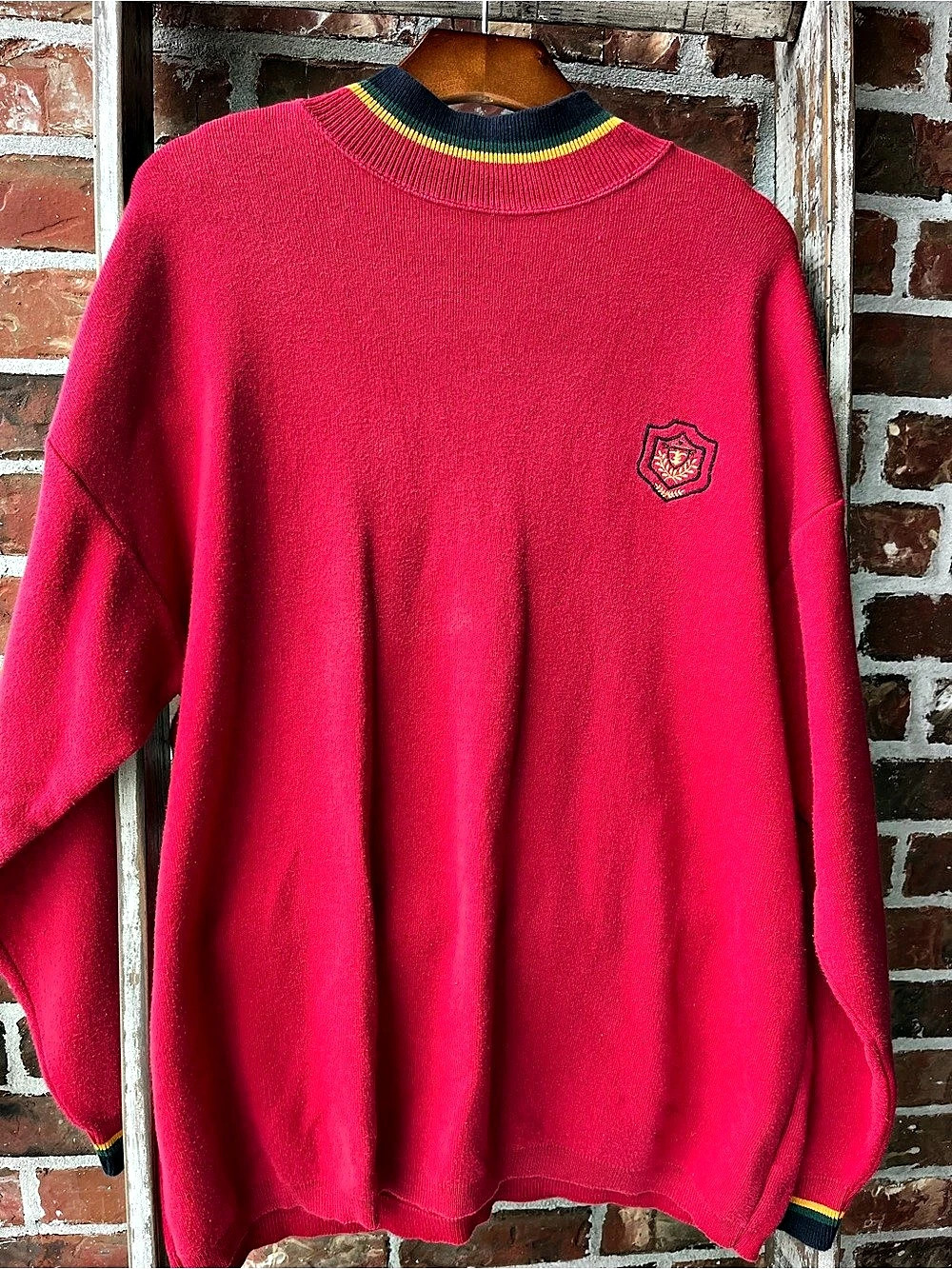 Vintage 90s/Y2K Preppy Liz&Co. Color Block Crewneck Sweater Large